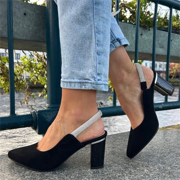 BIOECO SLING BACK 4186 1661 - BLACK SUEDE